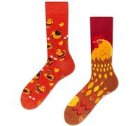 Many Mornings Socken Golden Eggs – Hühner, Küken, Eier – rot/orange Größe 43-46