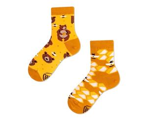 Many Mornings Honey Bear Kids Socken Bunte Lustige Kinder-Socken mit Bären-Motiv Alltagssocken aus Baumwolle Größe 27-30 Ungleiche, kreative Kindersocken