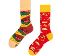 Many Mornings Socken Fast Foot Mismatched – Lustige Burger, Unisex, Mehrfarbig, 43-46