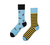 Many Mornings Lustige Socken Damen un Herren Bienen Motiv Verschiedene Socken Witzige Bunte Baumwollsocken, Geschenkidee Größe 39-42