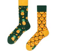 Many Mornings Lustige Socken Erwachsene THE PINEAPPLE Größe 39-42 Bunte Alltagssocken mit Ananas Ungleiches Design Witzige Herren Damensocken