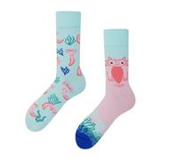 Many Mornings Lustige Socken Herren Damen 35-38 mit Axolotl Design Unisex Bunte verschieden gemusterte Motivsocken Geschenkidee für Tierliebhaber Witzige Tier-Socken Baumwollsocken