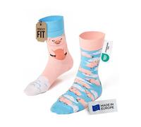 Many Mornings Lustige Ungleiche Socken Unisex Piggy Dream Motiv Bunte Socken mit Schweinchen Design Größe 35-38 Bequeme Baumwollsocken Unisex