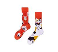 Many Mornings Socken City Cat – Baumwolle, Katzenmotiv, Unisex, Orange – Gr. 35-38