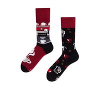 Many Mornings Baumwollsocken Dark Espresso mit Kaffee-Motiv Herren Bordeaux Größe 39-42