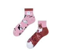 Many Mornings PLAYFUL CAT QUARTER 39-42 Lustige Bunte Katzensocken Damen Herren Unisex Baumwollsocken mit Katzenmotiv Witzige Geschenkidee für Katzenliebhaber