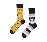 Many Mornings Socken Raccoon Bandit – Ungleiche bunte bequeme Unisex-Baumwollsocken 39-42
