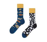 Many Mornings Tropical Fish Socken Bunte Lustige Ungleiche Socken mit Humor Unisex Alltagssocken Größe 35-38 Witzige Motivsocken für Damen Herren Bequeme Baumwollmischung