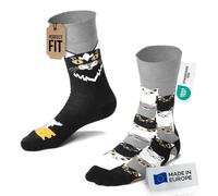 Many Mornings - Mismatched Socken - Lustige Socken Unisex - Katzen Socken - Geschenkidee - Design: Black Cat - Made in EU - 39-42