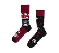 Many Mornings Baumwollsocken Dark Espresso mit Kaffee-Motiv Herren Bordeaux Größe 39-42