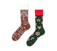 Many Mornings Unisex-Socken Gingerbread Man Weiß Grün Rot Braun Größe 43-46