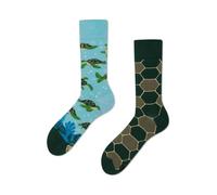 Many Mornings Unisex Socken mit Meeresschildkröten-Motiv nicht identisch 80 % Baumwolle buntes Design Geschenkidee für Tier- und Ozeanliebhaber 39-42