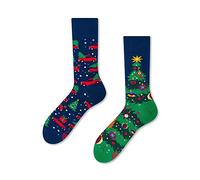 Many Mornings X-MAS Lustige Ungleiche Socken Damen Herren Größe 43-46 Weihnachtsbaum-Motiv Kuschelsocken lustiges Geschenk ein Paar Socken