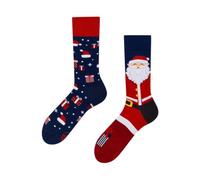 Many Mornings X-MAS Socken Lustige Ungleiche Weihnachts-Socken für Damen und Herren Extravagante Kuschelsocken mit Weihnachtsmann Größe 35-38