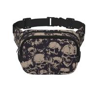 Many Skulls Get Together Square Double Layer Waist Bag Belt Fanny Pack Purse with Adjustable Strap Running, Travel, Hiking, Schwarz , Einheitsgröße