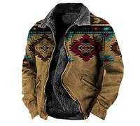 MANYMANY Herren Langarm Winter Jacke Männer Baumwolle Sherpa Fleece Linning Trucker Coat Retro Western Cargo Jacken