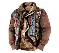 MANYMANY Herren Vintage Reverskragen Cargo Jacke Herren Muster Winter Warmjacken Sherpa ausgekleidetes Pelzmantel groß und groß