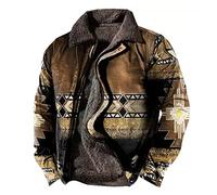 MANYMANY Herren Vintage Reverskragen Cargo Jacke Herren Muster Winter Warmjacken Sherpa ausgekleidetes Pelzmantel groß und groß