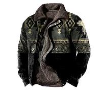 MANYMANY Herren Vintage Reverskragen Cargo Jacke Herren Muster Winter Warmjacken Sherpa ausgekleidetes Pelzmantel groß und groß
