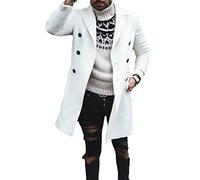 MANYMANY Herren Weißer Mantel Herren Elegante 3/4 Lange Jacke Herren Dicker Wintermantel mit Taschen