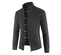 MANYMANY Strickjacke für Herren, mit Fleece gefüttert, Dicker Pullover, Durchgehender Reißverschluss, Stehkragen, Cardigans, Patchwork, Warmer Wintermantel