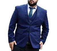 MANYUBEI Anzug Herren, 2-teiliger Blazer Smokingjacke Große Größe Gitter Lockere Version Business Lässig Hochzeit Bankett Kleid Gastgeber, Formelle Jacke, Dicke Herrenbekleidung,9XL,Blue