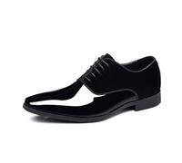 MANYUBEI Anzugschuhe Herren Schnürschuhe, Glänzende Lederschuhe Business Casual Formelle Schuhe Niedrige Spitze Große Größe Büroarbeit, Bequeme Atmungsaktive Hochzeitsschuhe, 50 EU,Black