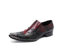 MANYUBEI Anzugschuhe Herren, Stitch Lässige Schuhe Aus Echtem Leder, Große Größe Niedrige Spitze Slip-Ons Mit Metallkappe Atmungsaktive Business-formelle Schuhe, 44 EU,Black