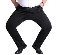 MANYUBEI Formale Herrenhose Stretch Übergröße Hohe Taille Lässig Business Büro Arbeit Hose Mit Geradem Bein Anzughose Bequem Locker,5XL,Black
