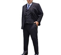 MANYUBEI Herren Anzüge, 3-teiliger Blazer Smoking Gestreift Groß Locker Zweireihig Seitenschlitze Business Freizeit Hochzeit Formelle Jacke Blazer, Weste Und Hose,66,Black