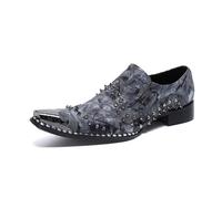 MANYUBEI Herren Anzugschuhe, Lederschuhe Mokassins Brogues Geschnitzte Rindsleder Handgefertigte Übergröße Schuhe, Slip-on Casual-Business Low-Top Atmungsaktive Schuhe Mit Metallkappe, 44 EU,Black