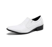 MANYUBEI Herren Lederschuhe, Anzugschuhe, Weiße Slipper Aus Echtem Leder Große Größe, Niedrige Spitze Spitze Zehenpartie Formelle Schuhe Atmungsaktiv, Bequem, Freizeitschuhe, 43 EU,White