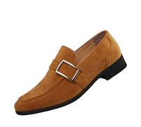 MANYUBEI Herren Lederschuhe, Gefrostet Große Slip-on Loafer, Business Freizeitschuhe Niedrige Spitze Quadratische Zehen Büroarbeit Bequeme, Atmungsaktive Herrenschuhe, 41 EU,Yellow