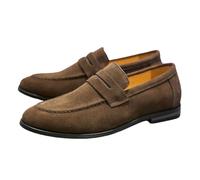 MANYUBEI Herren-Lederschuhe, Große Slip-on Loafer Business Freizeitschuhe Mattiert Niedrige Spitze Spitze Zehen Büroarbeit Bequeme, Atmungsaktive Herrenschuhe, 41 EU,Brown