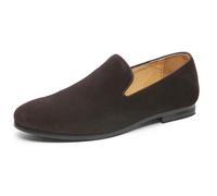 MANYUBEI Herren-Lederschuhe, Große Slip-on Loafer Business Freizeitschuhe Mattiert Niedrige Spitze Spitze Zehen Büroarbeit Bequeme, Atmungsaktive Herrenschuhe, 48 EU, Brown