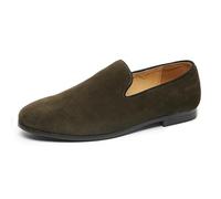 MANYUBEI Herren-Lederschuhe, Große Slip-on Loafer Business Freizeitschuhe Mattiert Niedrige Spitze Spitze Zehen Büroarbeit Bequeme, Atmungsaktive Herrenschuhe, 43 EU, Khaki