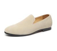 MANYUBEI Herren-Lederschuhe, Große Slip-on Loafer Business Freizeitschuhe Mattiert Niedrige Spitze Spitze Zehen Büroarbeit Bequeme, Atmungsaktive Herrenschuhe, 42 EU, Beige