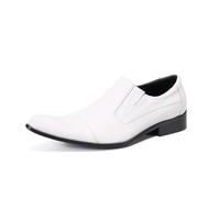 MANYUBEI Herren Lederschuhe, Loafer Weiße Rindsleder Druckschuhe Echtes Leder Große Low Top Slipper Atmungsaktive Anzugschuhe, Freizeitschuhe, 45 EU,White
