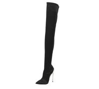 MANYUBEI Overknee Oberschenkel Hohe Stretch Stiefel Für Damen, Zum Anziehen Spitze Knie Lange Stiefel Schuhe Mit Stiletto Absatz, 12 cm/4,72 Zoll, 40 EU, Black