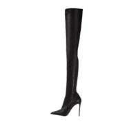MANYUBEI Overknee Stiefel Für Damen, Große Oberschenkelhohe Stretch Stiefel, Stiletto Absatz Spitzer Zehenbereich Seitlicher Reißverschluss Lange Stiefel, 12 cm/4,72 Zoll, 43 EU,Black