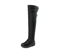 MANYUBEI Overknee Stiefel Für Damen, Schneestiefel Winter Baumwollschuhe Mit Fell Gefüttert Wasserdicht Warm Mit Dicken Sohlen Keilabsatz Leichte rutschfeste Lange Outdoor Stiefel, 36 EU,Black