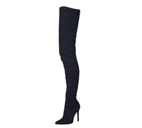 MANYUBEI Overknee Stiefel Für Damen, Stretch Wildleder Große Overknee Stiefel Zum Anziehen Stiletto Absatz Spitze Zehen Lange Stiefel Schlankmachende Stiefel, 10 cm/3,93 Zoll, 38 EU,Black