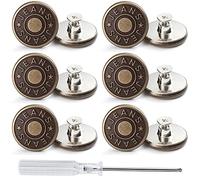 Manzella 12 Sets verstellbare Knöpfe für Jeans, 17 mm, kein Nähen, sofortige Metallknöpfe, abnehmbare Jeansknöpfe, Set mit Gewindenieten und Schraubendreher
