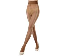 MANZI Damen Glanzstrumpfhosen Glänzende Sexy Öl Glanz Strumpfhosen 1 Paar Hohe Taille Feinstrumpfhose Damen Ultradünne 15 Denier Braun S-M