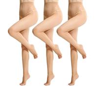 MANZI Ohne Zehen Strumpfhose für Damen Toeless Strumpfhosen 10 Denier Ultra Transparent Zehenfreie Feinstrumpfhose 3 Paar M Hautfarbe