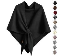 MAOAEAD 2025 Neue Pashmina-Wickeltücher für Damen, weicher gestrickter Woll-Dreiecksschal-Umhang, eleganter warmer Wickelschal, leichter Reise-Poncho in einfarbiger Ausführung für den Alltag, Schwarz