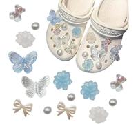 MaoNativey 14Stück Schuhanstecker Charms - Modische DIY Anhänger mit Diamanten/Perlen für Schuhe (Schmetterling, Bär) - Geschenk für Mädchen & Erwachsene