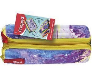 Maped Doppel-Schlamper-Etui XXL FANCY "ROSA MARMOR" dreieckige Form, mit XXL-Öffnung, 2 wendbare Seiten: - 1 Stück (932803)