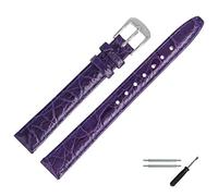 MARBURGER Uhrenarmband 12mm Leder Lila Silber Kroko (Caiman) Prägung Mit Naht - Montage Set 5291254000120