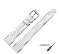 MARBURGER Uhrenarmband 12mm Leder Weiss Silber Eidechse (Iguana) Prägung Mit Naht - Montage Set 3051220000120